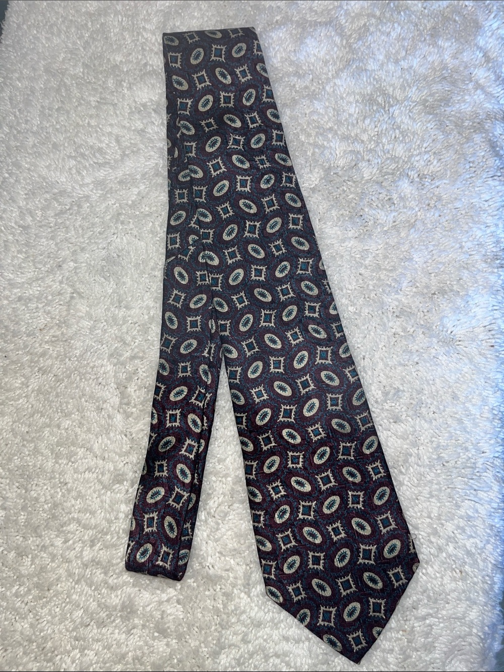 VTG Christian Dior Silk Tie Medallion Geometric Italy USA